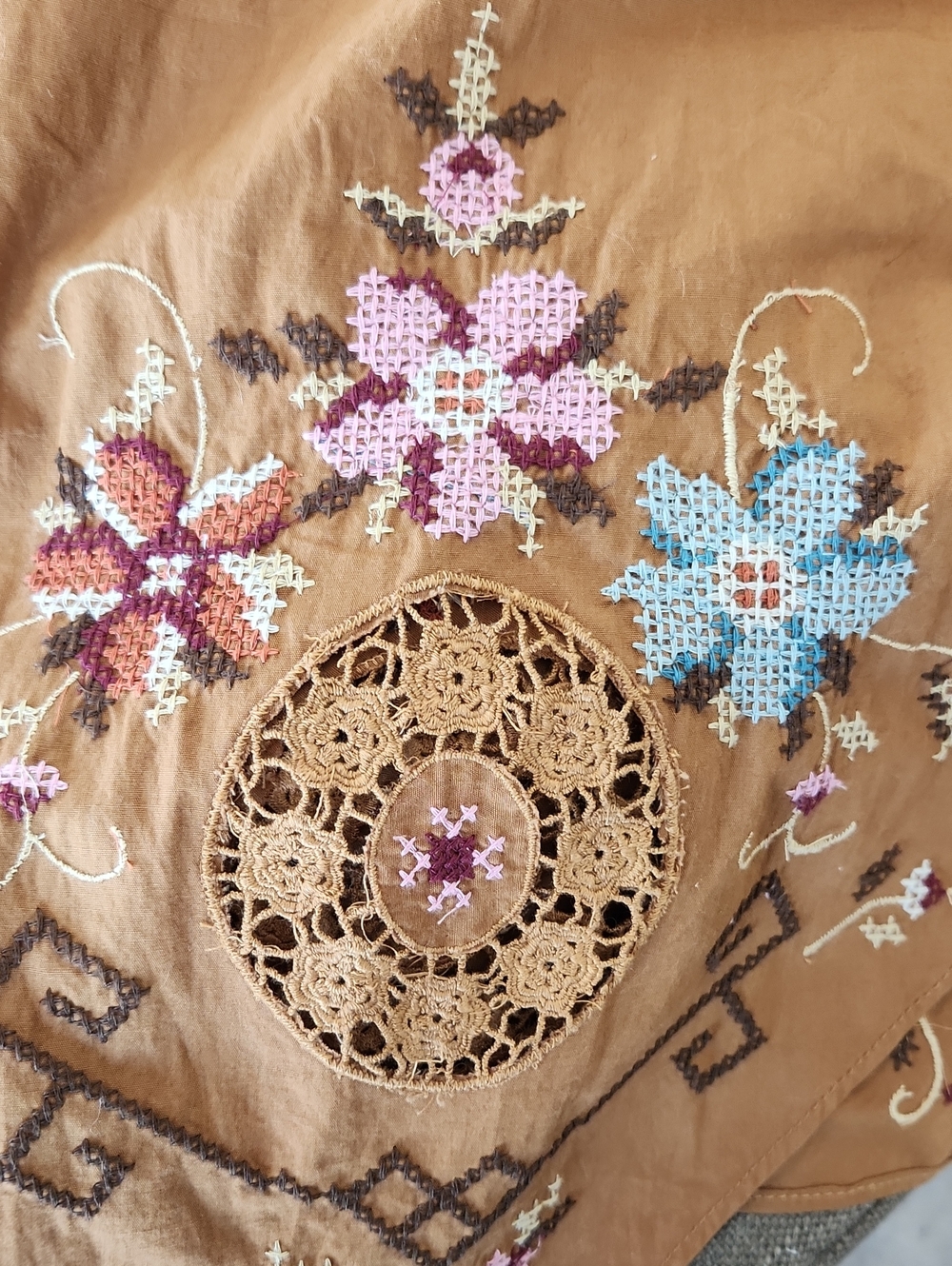 NWT..Free People Brown Asymmetrical Handkerchief Hem Embroidered Skirt - Picture 14 of 15